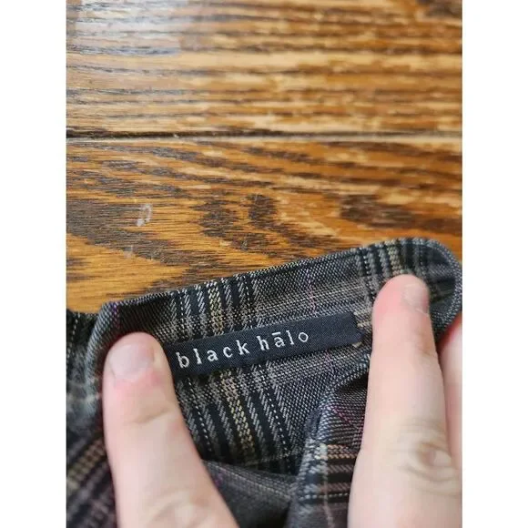 Black Halo One Shoulder Plaid Mini Jackie dress sz 6 - Picture 2 of 4